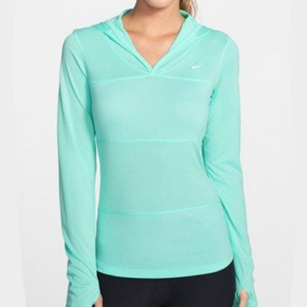 Nike Mint Green Elite Dri Fit Long Sleeve Hoodie